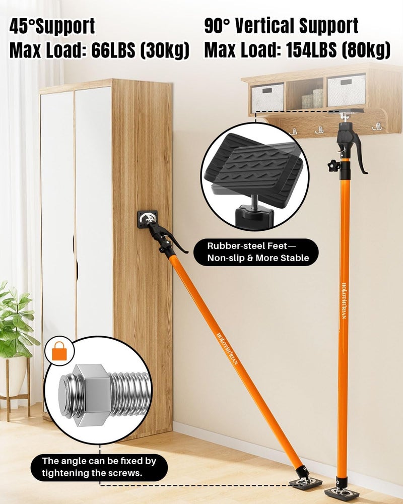 Holothurian Cabinet Jack Support Pole, 49.2-114.2 inches Third Hand Tools Adjustable Support Pole, 3rd Hand Support System for Upper Cabinet Installation, 154 LB Capacity, 1-Pack - Image 2